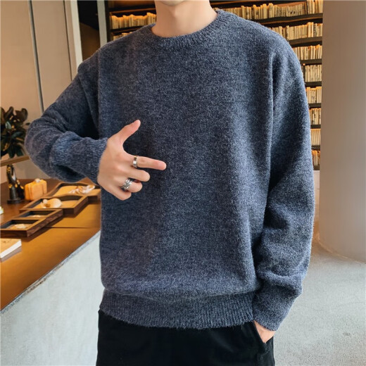 Taizilong TEDELON sweater men's autumn and winter sweater men's casual versatile jacket men's pullover sweater men's shirt breathable warm men's top men's clothing ZZSZJA8880 Navy XL