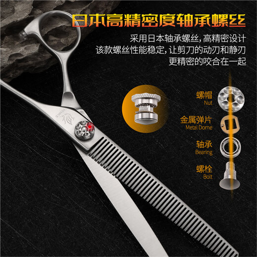 Black Bird Master Pet Scissors Professional Pet Grooming Scissors Set Straight Curved Scissors Fish Bone Scissors Dental Scissors Beautician Shop Tools BF 7.0 Inch Dental Scissors
