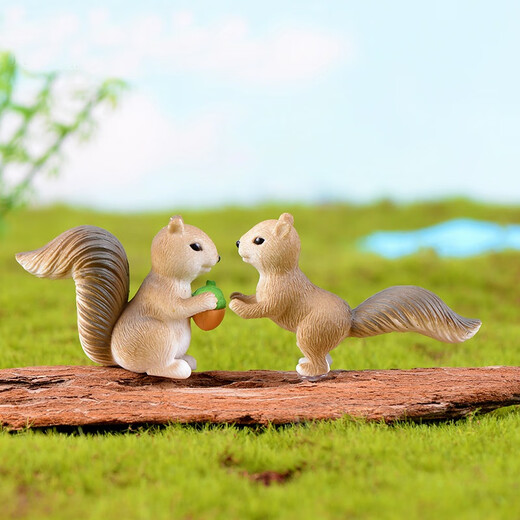 Haojixiang four styles micro landscape bonsai small ornaments simulated little squirrel animal pattern mini landscaping succulent decorations little squirrel yellow set 4 + traceless double-sided glue