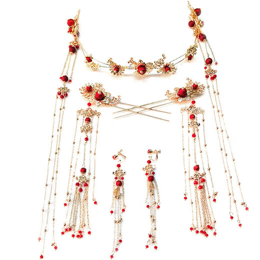 SHANGGE Bride Xiuhe Headdress Chinese Ancient Style Tuanfan Wedding Luxurious Tassel Step Shake Wedding Toast Xiuhe Clothes Tiara Tuanfan