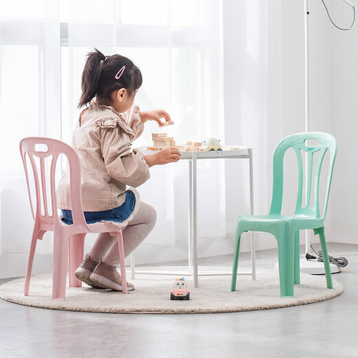 Camellia small stool plastic stool low stool bathroom laundry stool household shoe changing stool children's backrest chair-green (0805)
