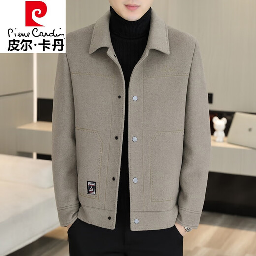 
Piercadam woolen jacket men's autumn and winter double-sided wool jacket men's casual lapel thick wool top short wool coat double-sided wool B2308 gray M (90-105Jin[Jin equals 0.5 kg])