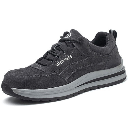 
Kap Flag Cowhide Labor Protection Shoes Men's Anti-Smash Anti-Puncture and Wear-Resistant Rubber Outsole Breathable Safety Shoes Lightweight Comfort Welding Site Shoes 687 Gray 38