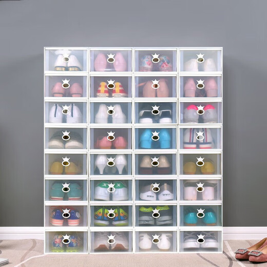 Dongyi Tianyue thickened shoe box storage box transparent drawer type shoe plastic shoe cabinet shoe box white 30*21*12.5cm