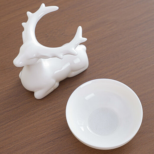 Fengli Dehua mutton-fat jade white porcelain tea strainer filter, all-ceramic tea filter, tea filter bowl, funnel, tea strainer rack, tea strainer set