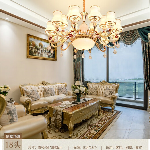 An Dengbao Living Room Chandelier Modern Simple European Bedroom 2025 Restaurant Study Dual-purpose Crystal Lighting Kit Package 702 10 heads + Three-color Light-changing LED Light
