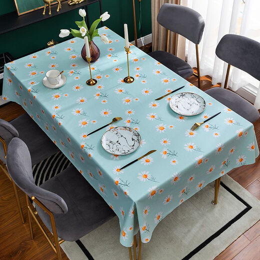 Bo Ling Lu high-end light luxury tablecloth waterproof, oil-proof, anti-scalding, no-wash PVC simple tablecloth 2023 latest coffee table mat - dark green style 138*180cm 95% table suitable