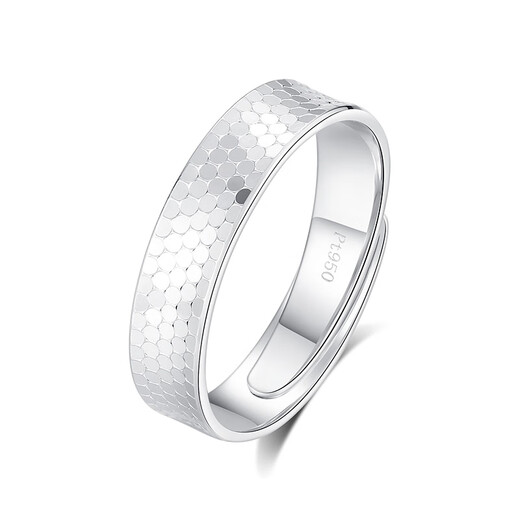 TTMIX platinum PT950 sparkling honeycomb platinum ring ring for men and women, adjustable ring, single 5.3-5.5g
