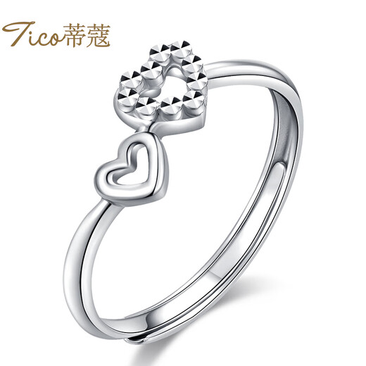 Tico platinum ring for women, heart-to-heart platinum ring for women, living platinum ring, double heart platinum ring