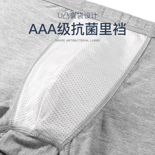 Langsha Men's Underwear Men's Boxer Briefs 3A Grade Antibacterial Bamboo Fiber Thin Breathable Moisture-Absorbing Mid-waist Boxer Shorts 4 Pairs 175/XL