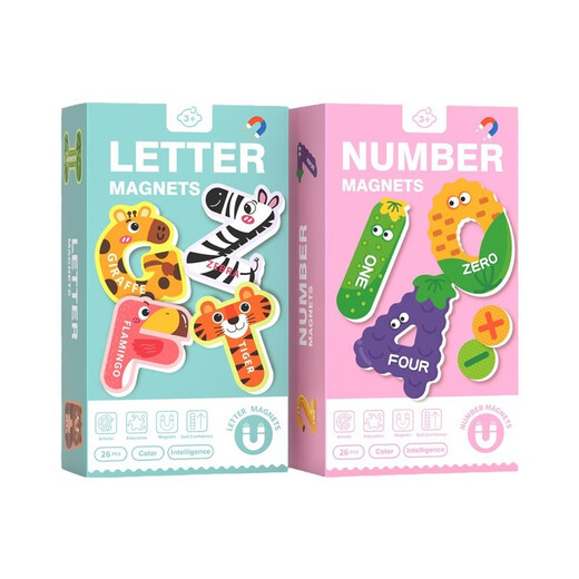 Pasedi Children's Early Education Magnetic Puzzle 26 Letters Animal Number Stickers 3-6 Years Old Kindergarten Cognitive Toys Capital Letters Refrigerator Stickers