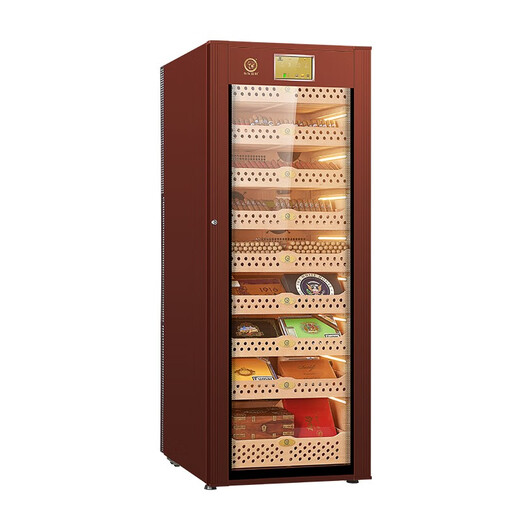 Bulldog cigar cabinet, constant temperature and humidity control, tomato cultivation, ammonia removal, cedar wood bare cultivation box, variable frequency compressor, moisturizing, red wine cabinet, high-end bulldog large capacity fingerprint lock, WiFiVC528, fourth generation VC528 coffee color + can store 2800 pieces