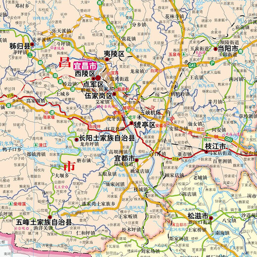 湖北地图 2025年湖北省政区交通地形 1068*749毫米