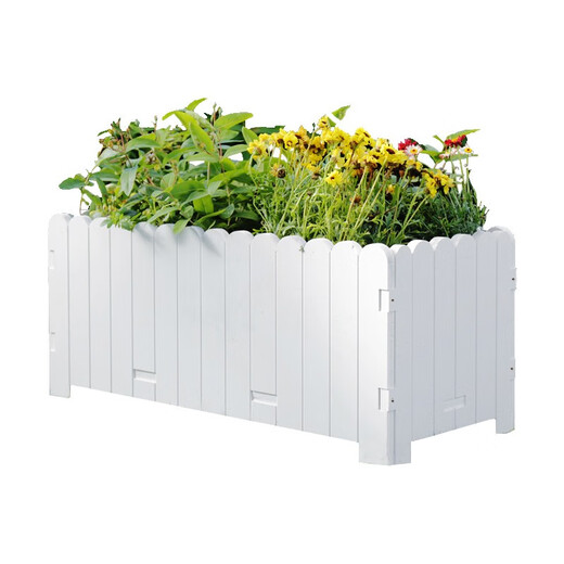 Flower box outdoor courtyard balcony vegetable planting plastic anti-corrosion flower trough extra large rectangular fence custom planting box white length, width and height 96*24*48cm
