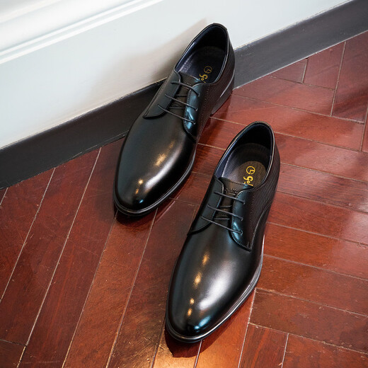 Jinlilai Men's Chaussures Nouveau style d'hommes Business Casual Le cuir Chaussures en cuir homme véritable en cuir respirant vif d'usure formelle confortable Chaussures en cuir confortable Chaussures de mariage Black Style 40 est une taille plus grande que la taille standard