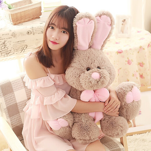 Ai LE RABBIT AMERICAN RABBIT DULL DUSS AUSSERHALTE LIGE DULL PLUSH TOY HANINGBITGEBUTSTEISSBUCHTE GEBITGE FREE EHREA UND GRIPHER HILFE GRAY AMERIKANISCHE RANDELPUSS 1,5 Meter Geschenk für Göttin