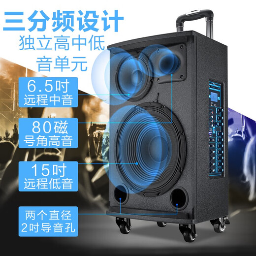 Danmarkshi outdoor trolley audio mobile karaoke live event performance wireless bluetooth three-way heavy bass high-power square dance speaker 810 (10-inch three-way official set) + spree