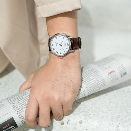 TIAN WANG watch casual belt quartz watch fashion student couple watch watch Valentine's Day gift for girlfriend white plate brown belt men's watch 3886