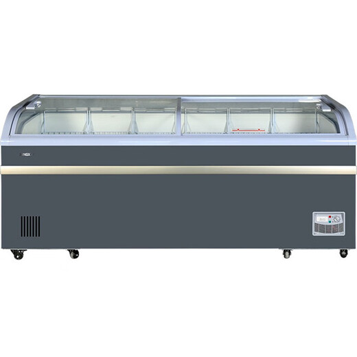 Xingxing (Xingx) kommerzieller Supermarkt -Displayschrank Automatische Abtau -Kühlung Horizontal Displayschrank Gefrierschrank Supermarkt Großer Kombination Islandschrank Gewerbe gefrorene Knödel Eis geschnitztes Glastür Gefrierschrank 1100bya Automatisierung Frost 2500*890*880 mm