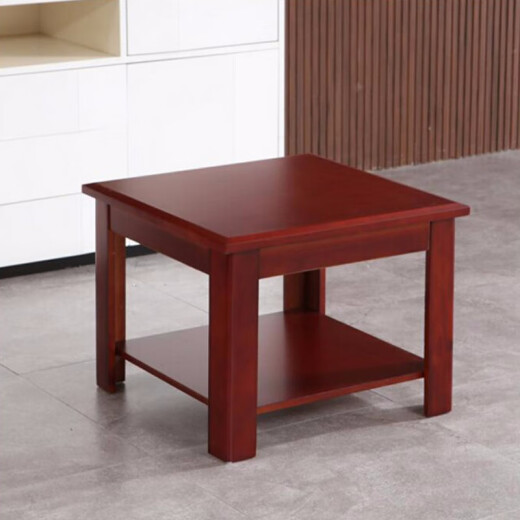 Maisen office desk modern simple solid wood veneer coffee table double layer small square table 0.6*0.6 double layer red walnut color MS-20XM-0731