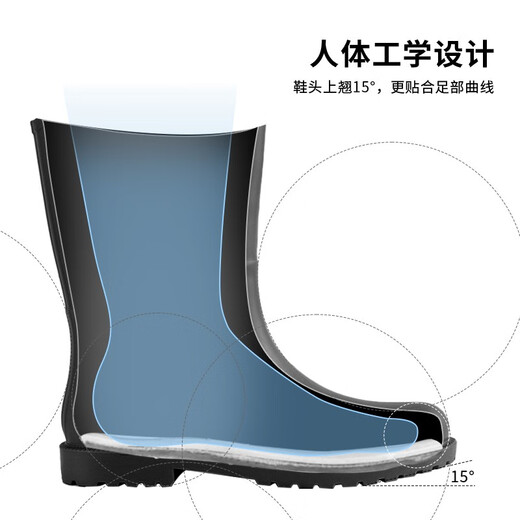 FOOTOPPO雨鞋时尚雨靴成人中筒防水靴女士水鞋女式防滑胶鞋水靴女 黑色中筒24cm 36