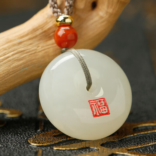 Colorful Yunnan Hotan Jade Peace Buckle Pendant for Men and Women Couple Jade Pendant Jade Pendant Blue and White Jade Necklace Valentine's Day Birthday Gift