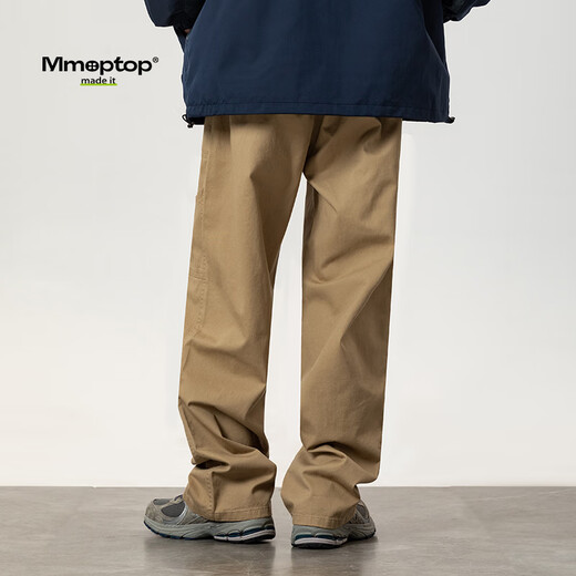 MMOPTOP Japanese retro overalls men's autumn and winter pure cotton loose wide-leg casual pants 8318 Khaki 2XL