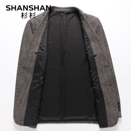 SHANSHAN杉杉西服男春秋季含羊毛男士西装外套中青年商务休闲职业正装厚款 咖色 46 /170