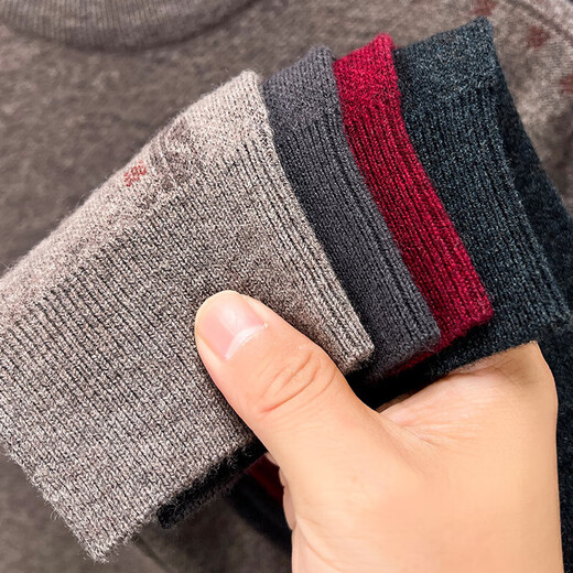 Hengyuanxiang 100% pure laine pull col rond épais pull chaud pour hommes automne et hiver nouveau pull décontracté d'âge moyen chemise de fond Orchidée tibétaine 2XL 185/54/120