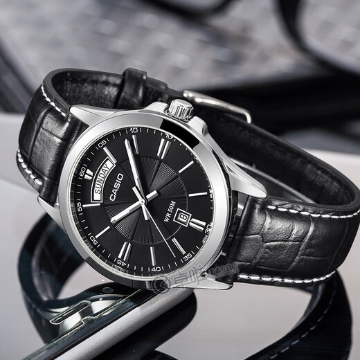 Casio (CASIO) watch Men's business quartz waterproof sports watch Black disc black belt MTP-1381L-1A