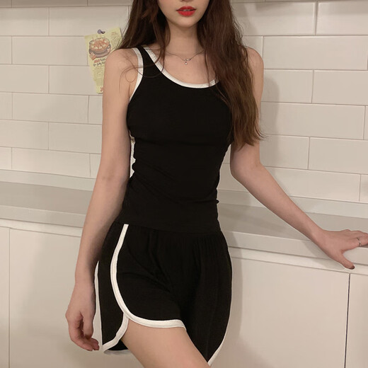 Modal Cotton Sports Vest Pyjamas Sommer Frauen neu 2023 Hosenträger Shorts Home Clothing Set für draußen. Weiß 12035 XL 120-140jin [Jin ist gleich 0,5 kg]