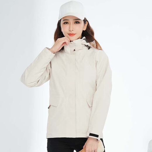
BRELRMON Korean version of windproof jacket for women and men, outdoor coldproof three-in-one warm and removable ski mountaineering jacket jacket HS12805 m white-women M