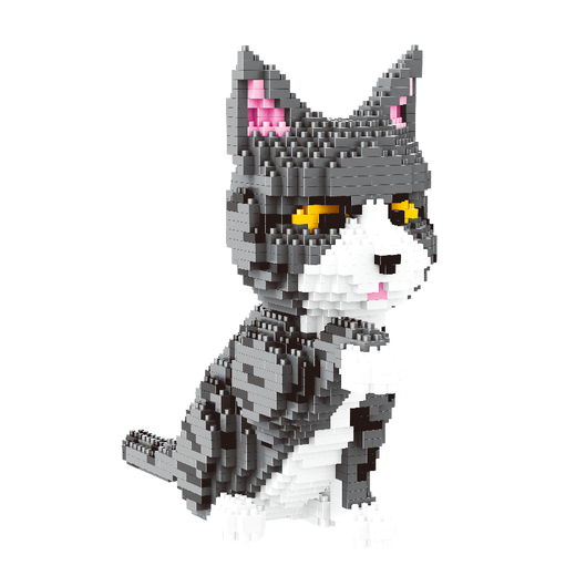 Beledi building blocks to assemble cute pet cats and dogs animal models difficult adult puzzle boys and girls children's toys waving cat 1390 particles