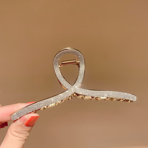 BARY REEF's new Internet celebrity shark clip frosted texture metal gripper hairpin hairpin back of the head textured hairpin for female adults black shiny gripper clip (11cm)