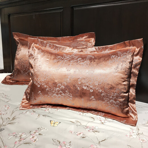 Cotton satin jacquard pillowcase European style pillowcase single latex pillowcase wedding pair high count high density Budapest (jade powder) 1 pair 48cmX74cm