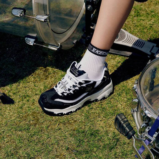 Skechers 10th Anniversary Diamond Demorative Edition Panda Shoes Depored Sports and Casual обуви высокопроизводительные дышащие туфли Daddy Women 12241/BKW Diamond Model-Black/White 38