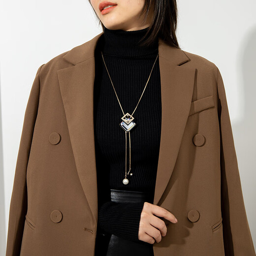 Qlady crystal geometric sweater chain women's long necklace high-end sweater pendant accessories pendant birthday gift for wife
