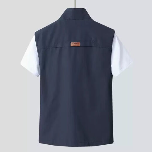 Zewanbang Herrenweste Frühling und Herbst Dünne, lässige, atmungsaktive Pferde-Clip-Jacke für Männer, mittlere und ältere schnell trocknende Weste für die Sommerweste für Männer, dunkelblau L empfohlen 115-135jin [Jin ist 0,5 kg]
