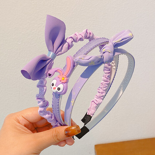 Wanbaozi Girls Cartoon Hairband Does Not Hurt Your Head Hair Bundle Korean Baby Broken Hair Headband Children's Pressed Hairpin Headwear 1# Solid Color Star Dew Three-piece Set