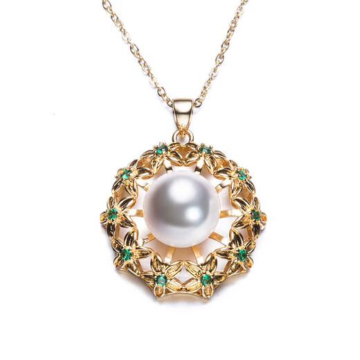 OLIVEIRA Freshwater Pearl Pendant C1-1073 Emerald Gold Garland Emerald Gold Garland