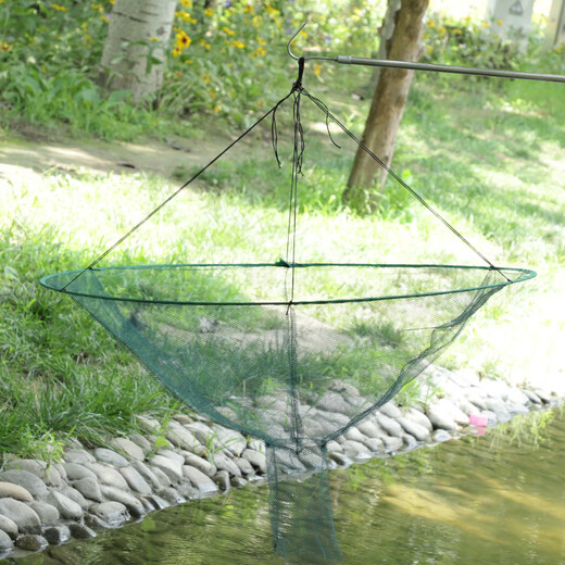 Conversion rate round open pull-out folding moving net fishing net floating net shrimp cage shrimp net shrimp basket diameter 80 cm + 5 bags of bait + rope