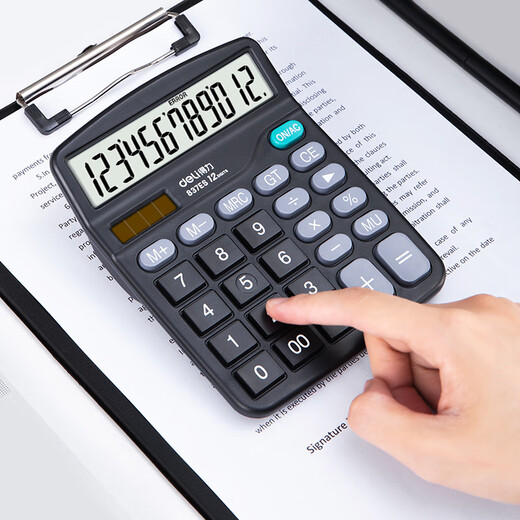 
Deli Desktop Office Calculator Small financial dedicated 12-bit large screen desktop computer Office stationery supplies [Dual power supply] 837ES