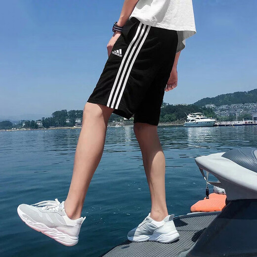 阿迪达斯（adidas）男裤子 25夏季新款黑色运动休闲裤耐磨快干健身裤透气跑步短裤男 IC1484/梭织网衬-快干面料 L