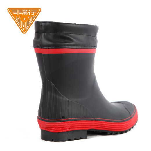 Very good (Jolly Walk) Rubber Rain Shoes Waterproof and Anti-Slip Rain Boots Fashionable rubber shoelaces and mouth-protecting shoes for men JW258-1 Classic black/red (all inclusive lower edge) 41