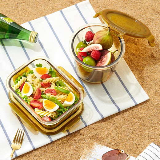 Corning heat-resistant glass lunch box lard can crisper sealed lunch box box can be put into the microwave oven dishwasher 700ml soup box