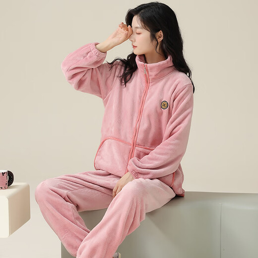 从心珊瑚绒睡衣女秋冬季加厚加绒保暖卡通可爱大码法兰绒女士睡衣套装 O 9209 M 高155-165重80-100斤