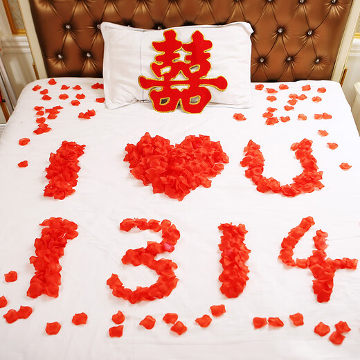 1000 pieces of non-woven fabric simulated rose petals, romantic petals, birthday decoration, proposal, wedding, Valentine's Day confession, romantic party arrangement, petals, wedding room arrangement, wedding supplies, candles, big red 1000 pieces