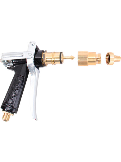 Car washing machine all-copper water gun head gun High-pressure cleaning machine 280 380 55 58 type anti-winding quick-connect water gun 310g inner wire 22 tail black gun