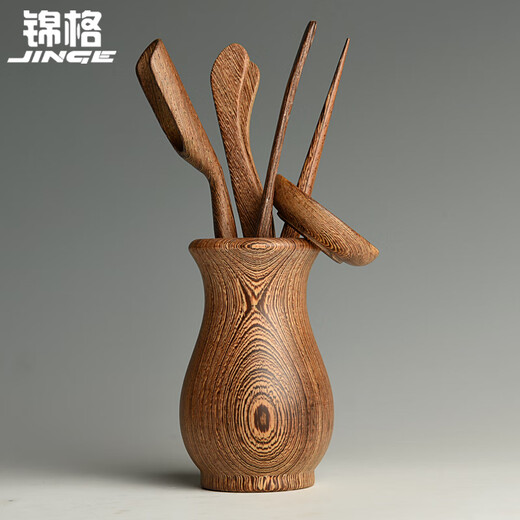 Jinge Chicken Wing Wood Six Gentlemen Accessories Solid Wood Kung Fu Tea Set Tea Art Combination Decoration Tea Spoon Tea Clamp Tea Rules Chicken Wing Wood Vase Six Gentlemen