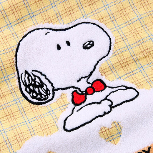 金号纯棉纱布毛巾2条成人洗脸面巾双层无捻绣花柔软吸水卡通SNOOPY SN1049蓝+黄（纱布款） 2条